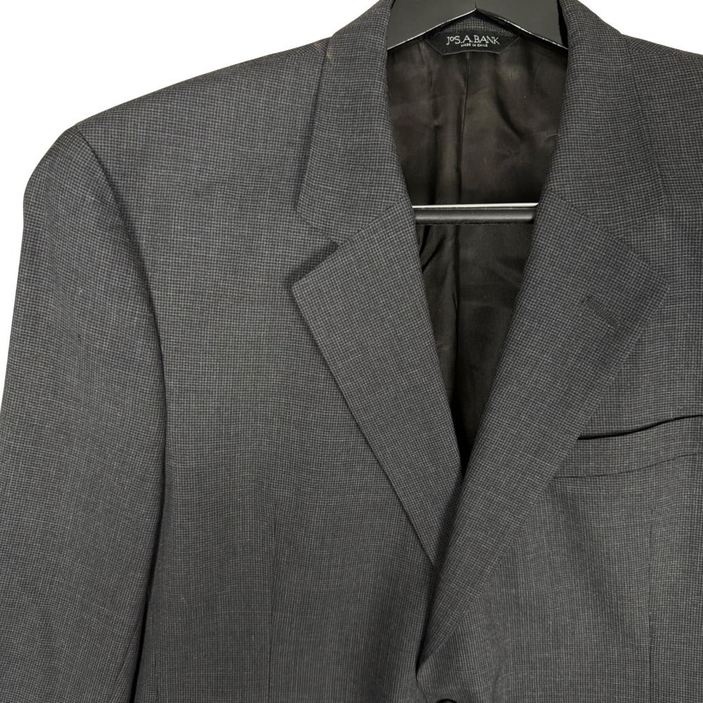 Jos A Bank Blazer 43R 22.5 Suit Jacket Charcoal Grey Micro Check Mens Preppy